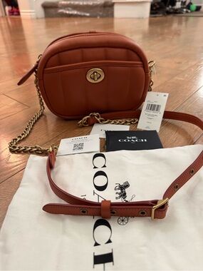 New Coach quilted leather small camera Crossbody bag